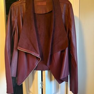 BLANKNYC Onto the Next Faux Leather Drape Front Jacket Size L